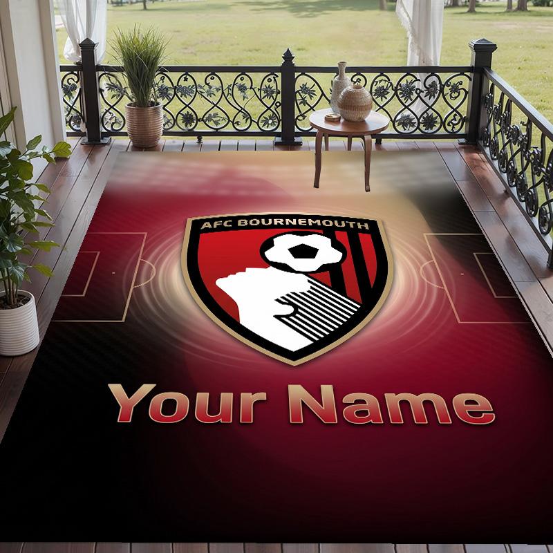 Custom Text Printed Rug Bournemouth Football Non Slip Floor Carpet For Home Room Decor