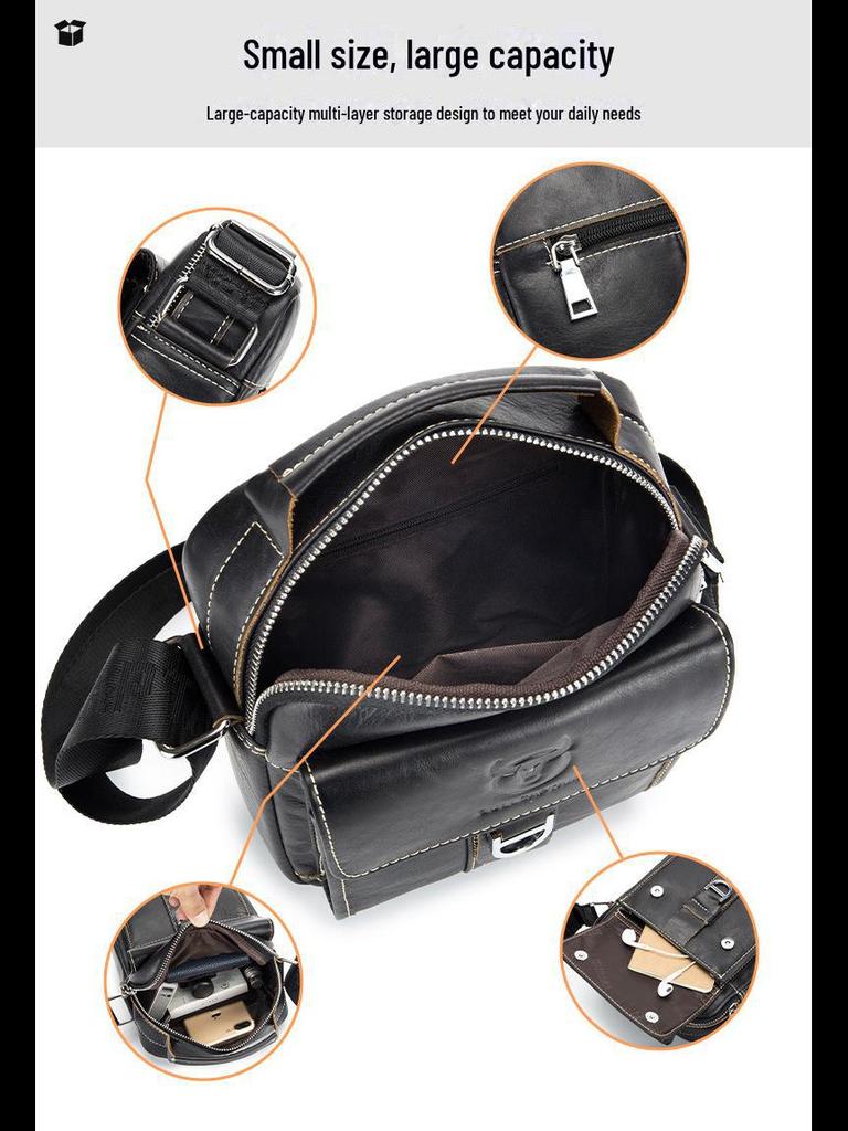 Captain Niu Men's Genuine Leather Crossbody Bag - Trendy, Casual, and Multifunctional