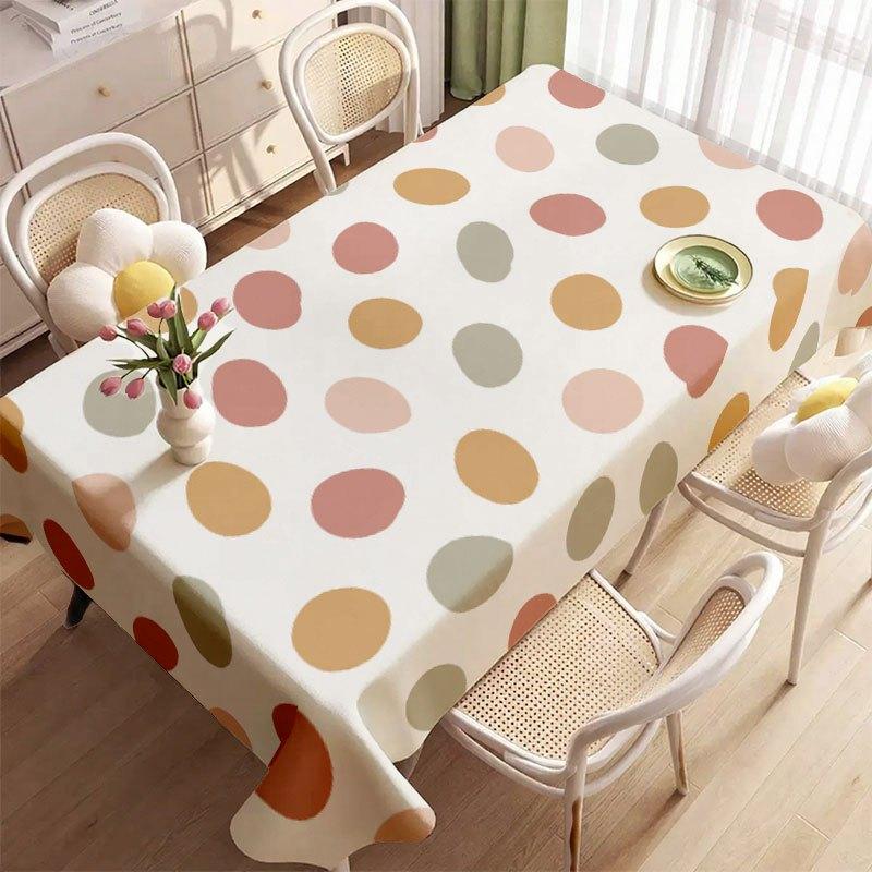 1pc Tablecloth Soft Fashion Multicolor Oval Polka Dot Table Cover, Machine Washable And Easy to Clean, Suitable for Dining Table, Coffee Table, Desk,