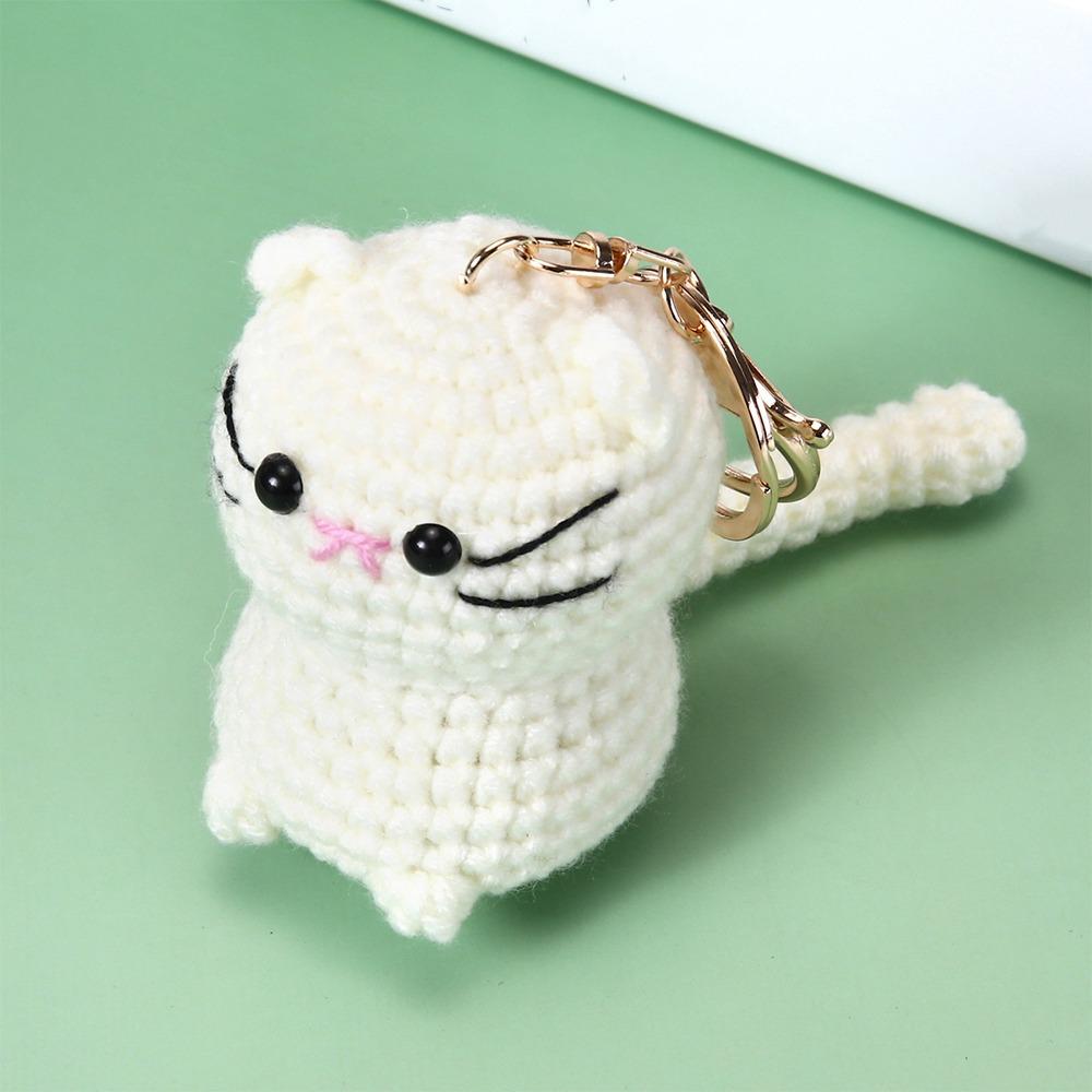 Handmade Crochet Cat Keychain Multi-color Cat Plush Keychain Cute Kitten Doll Keychain Gift Giving
