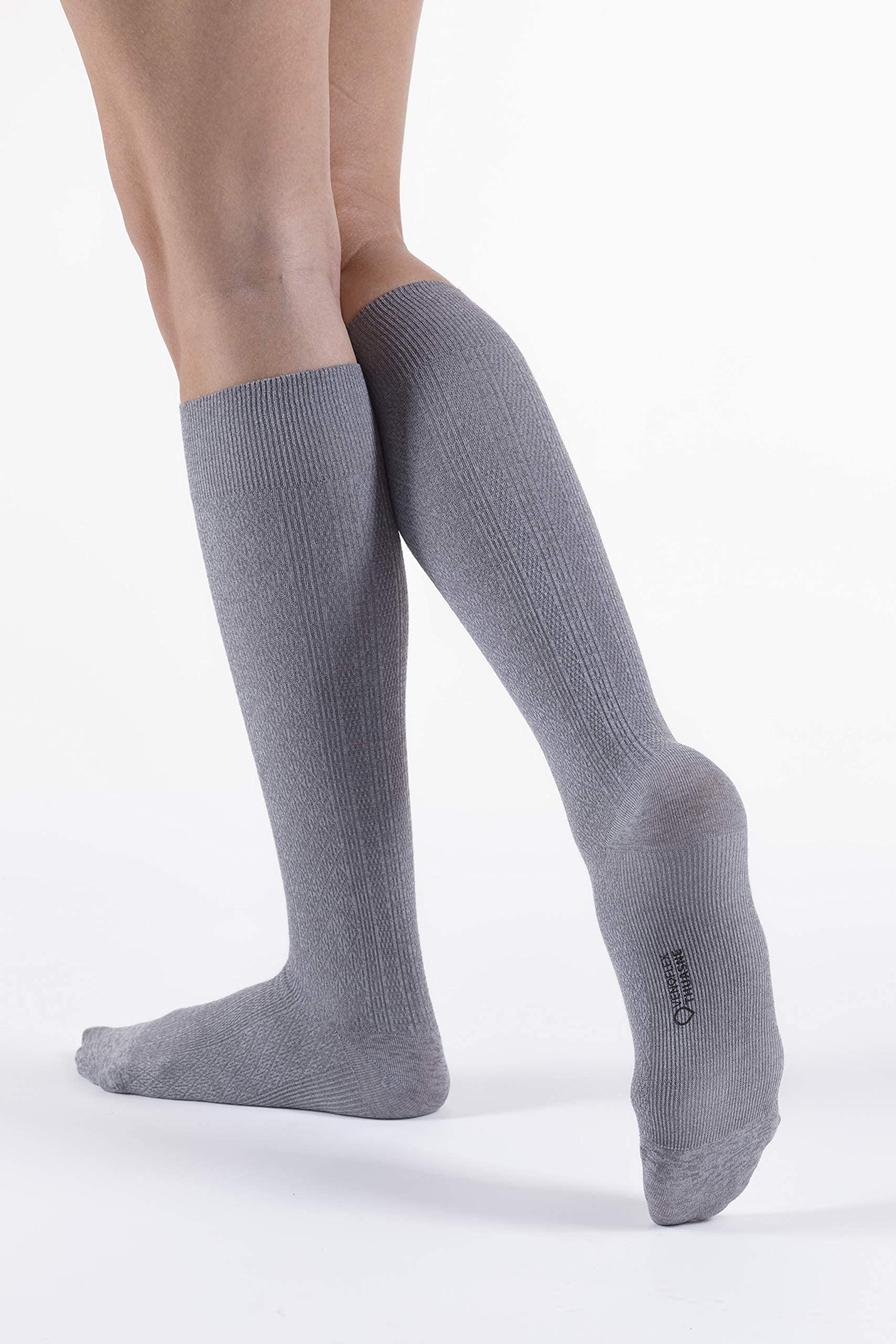 

General Medical Equipment Medical Elastic Stockings VENOFLEX FAST Cotton High Socks [For Women] 15-20mmHg (20-27hPa) (S, Gray)