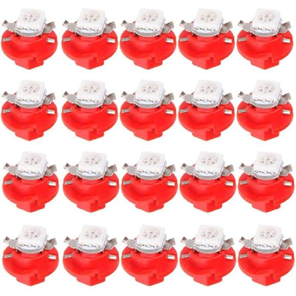 cciyu 20 Pack Car T5 B8.4D 5050 1SMD LED Light Dashboard Side Indicator Lights (red) красный
