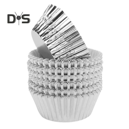 100Pcs Cake Cups Grease-Proof Heat Resistant Aluminum Foil Cupcake Liners Wrappers Baking Supplies