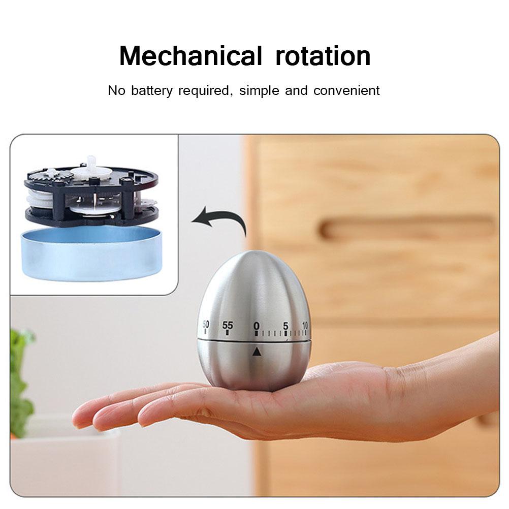 Küchentimer in Eiform aus Edelstahl Mechanischer Antrieb Countdown-Küchentimer