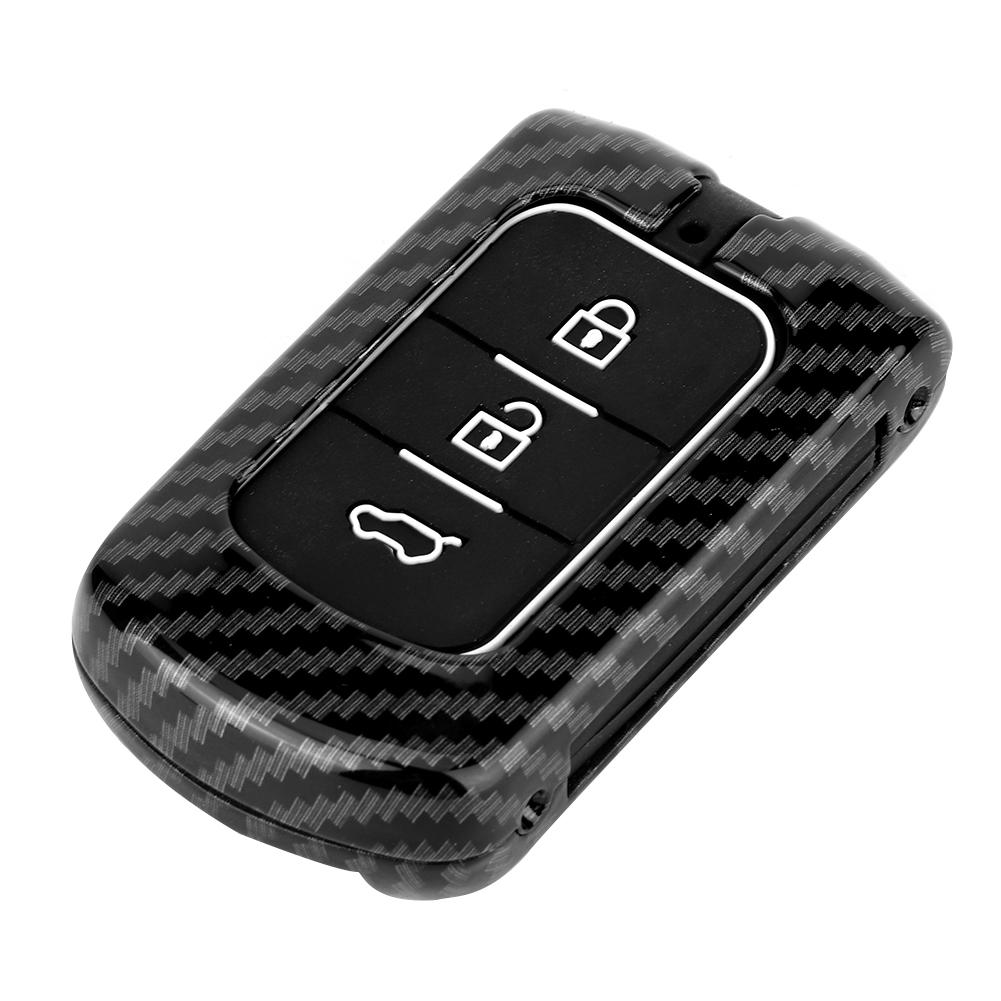 3 Button Carbon Fiber Texture Black Key Fob Case Cover Fit for Mitsubishi Outlander