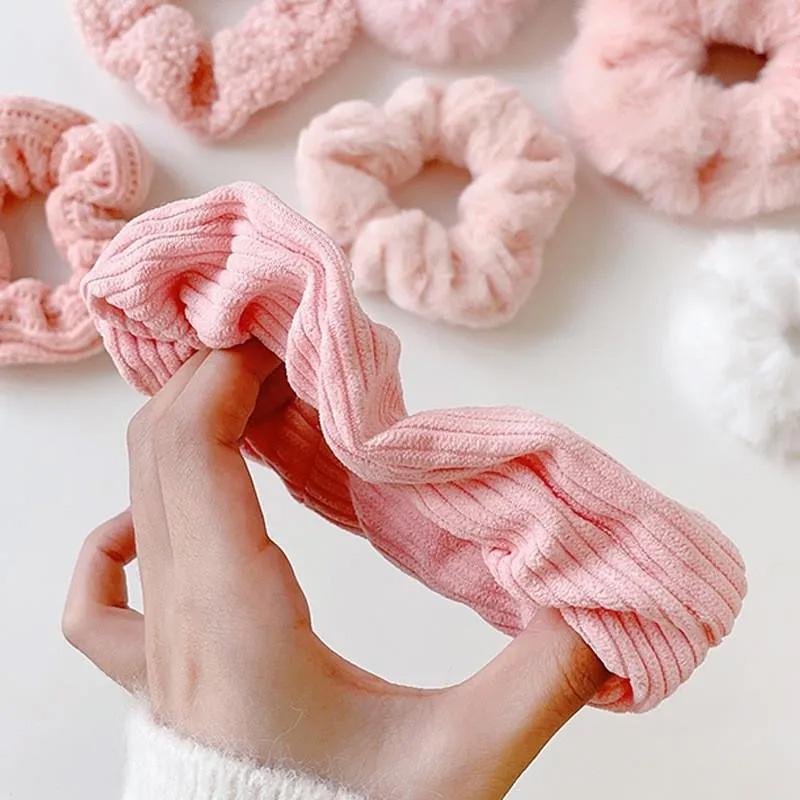 7Pcs/Set Ponytail Holder Hair Accessories Hair Scrunchies Solid Color Velvet for Girls Women Hair Band