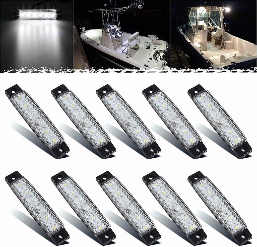 6LED Long Strip Side Light 12vTrailer Truck Side Light 10 Pcs Always On 12V Trailer Truck Side Light Waterproof Truck Light Width Indicator Tail Light