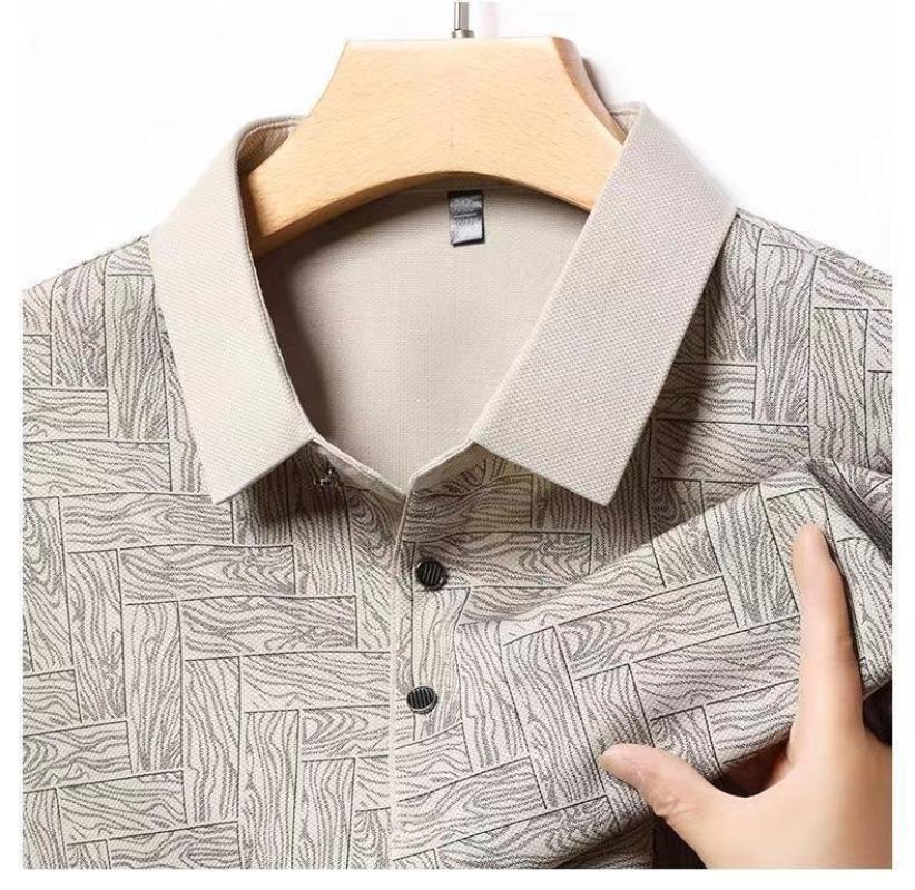 New Men T Shirt Polo Shirt Long Sleeve Autumn Casual Turn Down Collar Printed Fashion Business Outdoor Basic Men Top