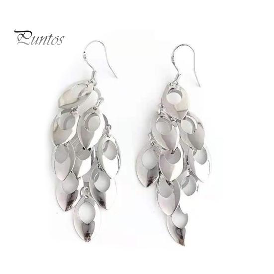 

1 пара сережек-крючков с геометрическим дизайном, гладкая поверхность, легкие серьги-подвески, серьги-кисточки в стиле павлиньего хвоста серебряный