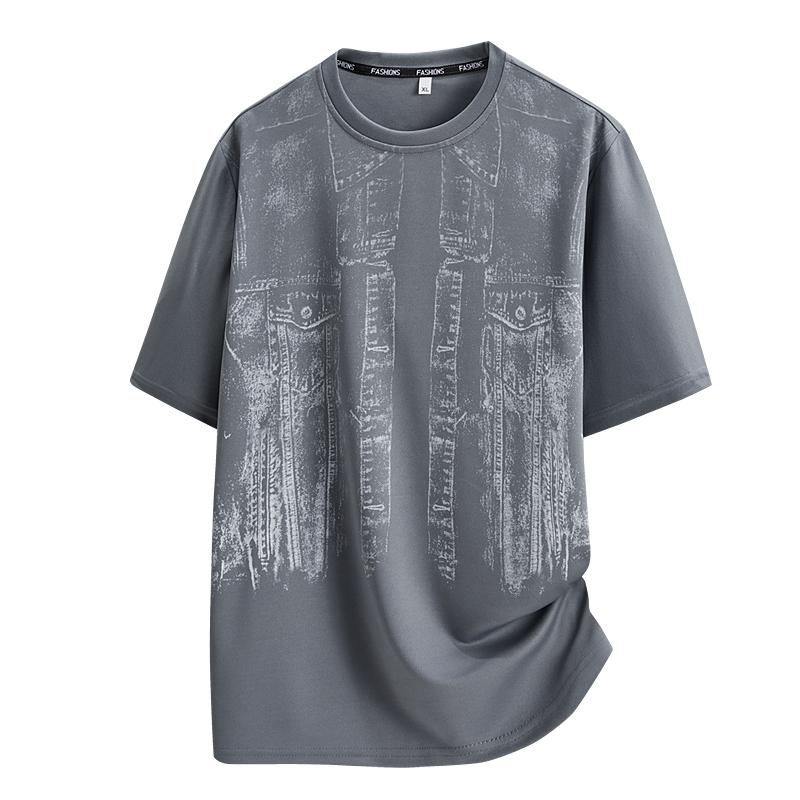 Camiseta de manga curta masculina de verão casual solta meia manga camiseta masculina respirável