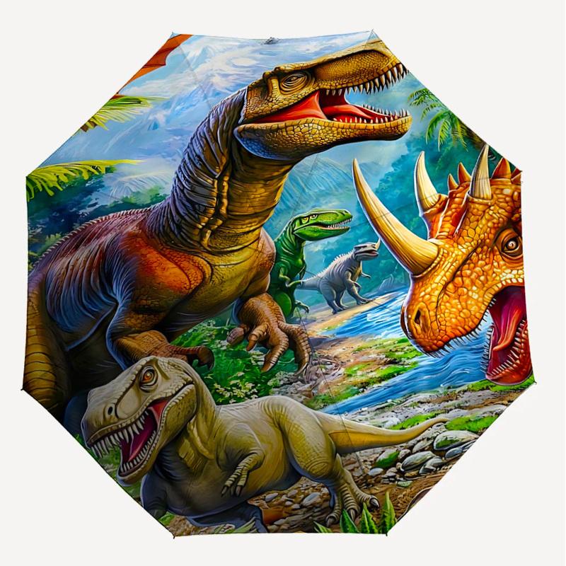 1PC Dinosaur Umbrella-8-Rib Reinforced, Automatic Open, Lightweight & Durable, Fashion Accessory for Outdoor, H0396