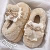 Bow Cotton Slippers Women's Winter New Indoor Home Thick-soled Warm Plush Cotton Shoes Women's Outer Wear