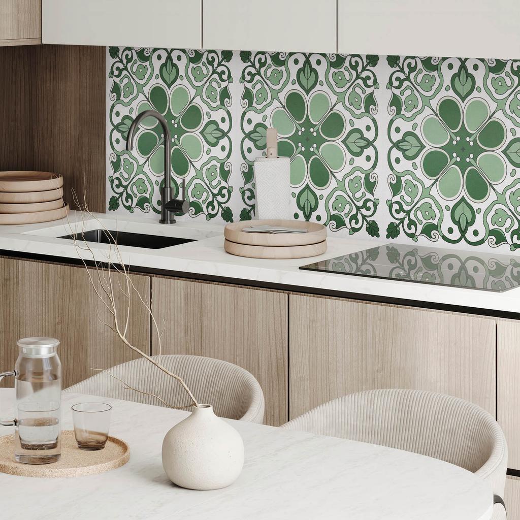 Aesthetic Vinyl Wall Covering with Print 100x50 cm Plant Pattern with Leaves