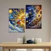 Abstract Sun Moon Yin Yang Starry Sky Frameless Two-Panel Canvas Art