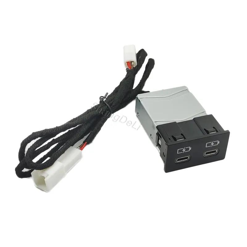 Car Fast Charger Dual TYPE-C PD Port Charging Interface Adapter for Toyota Camry For Corolla RAV4 Land Cruiser 18-22