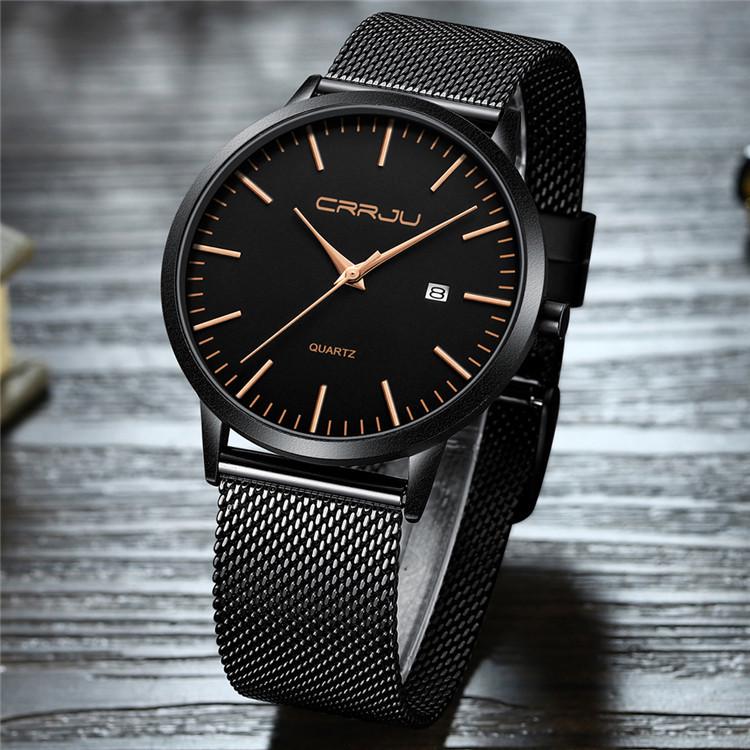 CRRJU 2172 Men's Casual Watch - Simple, Ultra-Thin Design with Calendar for Students and Professionals