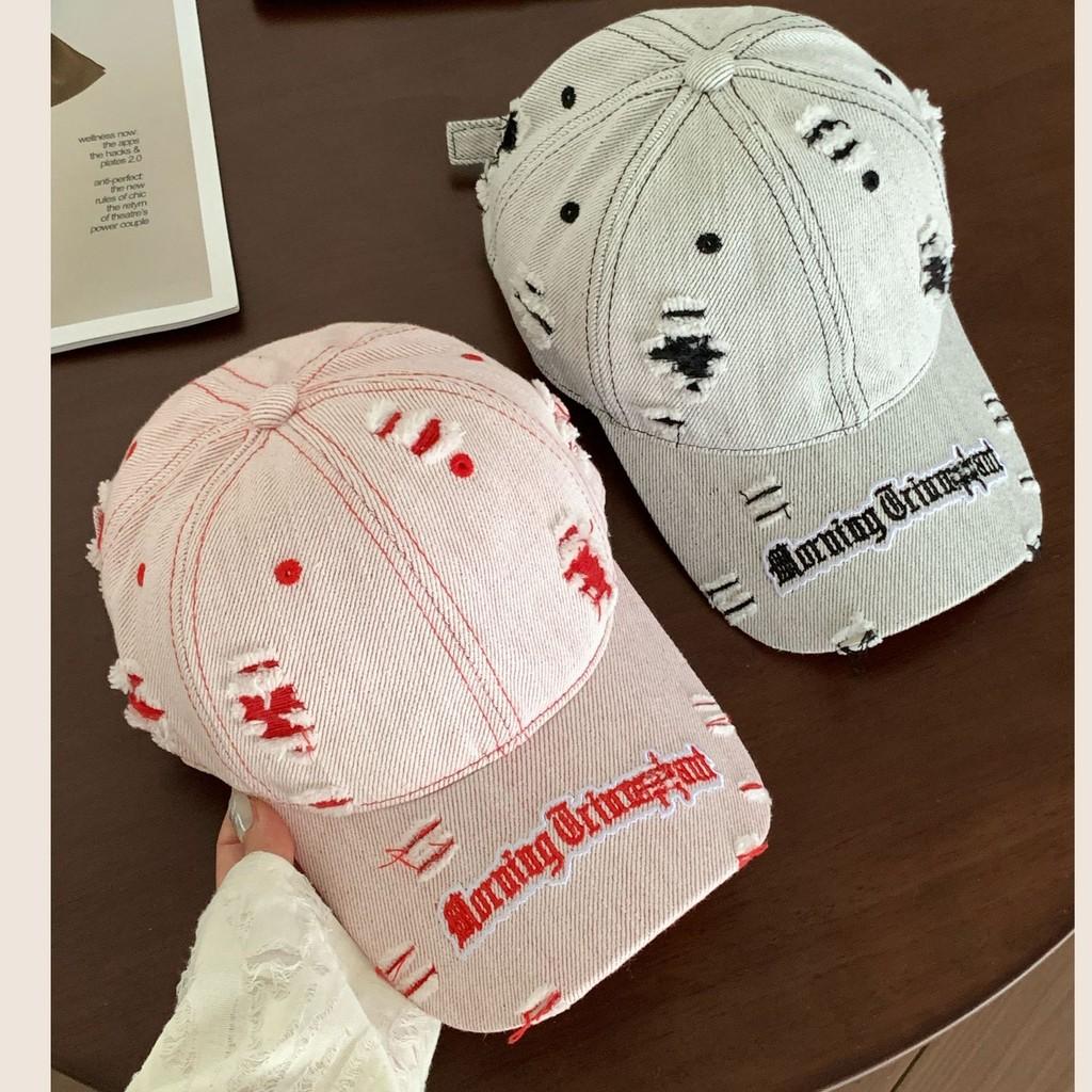 Splicing Fashion And Ripped Design Women Summer Casual Sunshade Baseball Cap