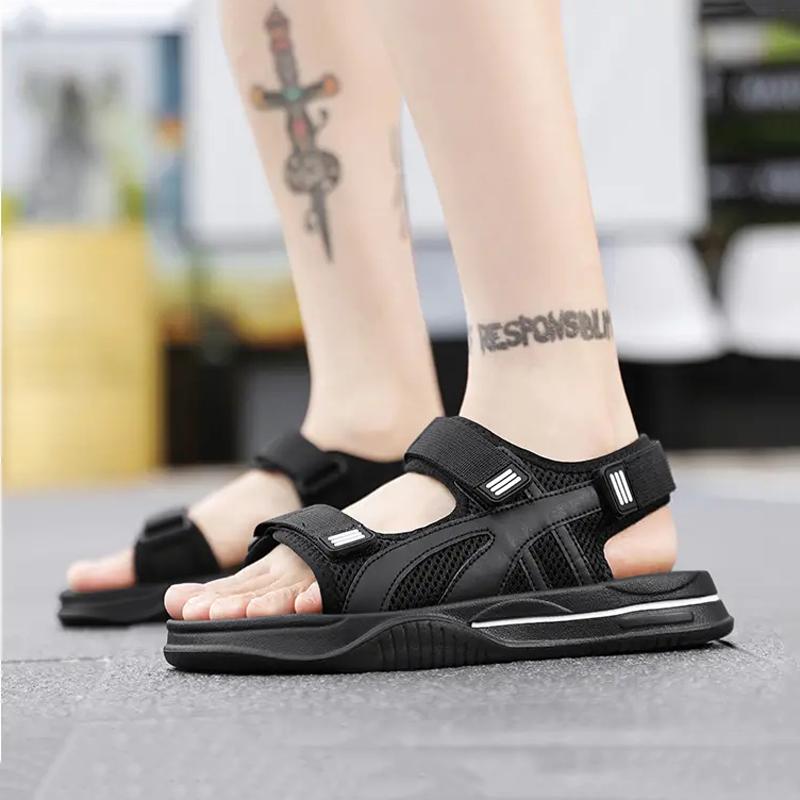 Summer Trendy Men's Sandals Open-toe Breathable Casual Sports Beach Shoes Fashion Soft Elastic Comfortable Non-slip Male Sandals