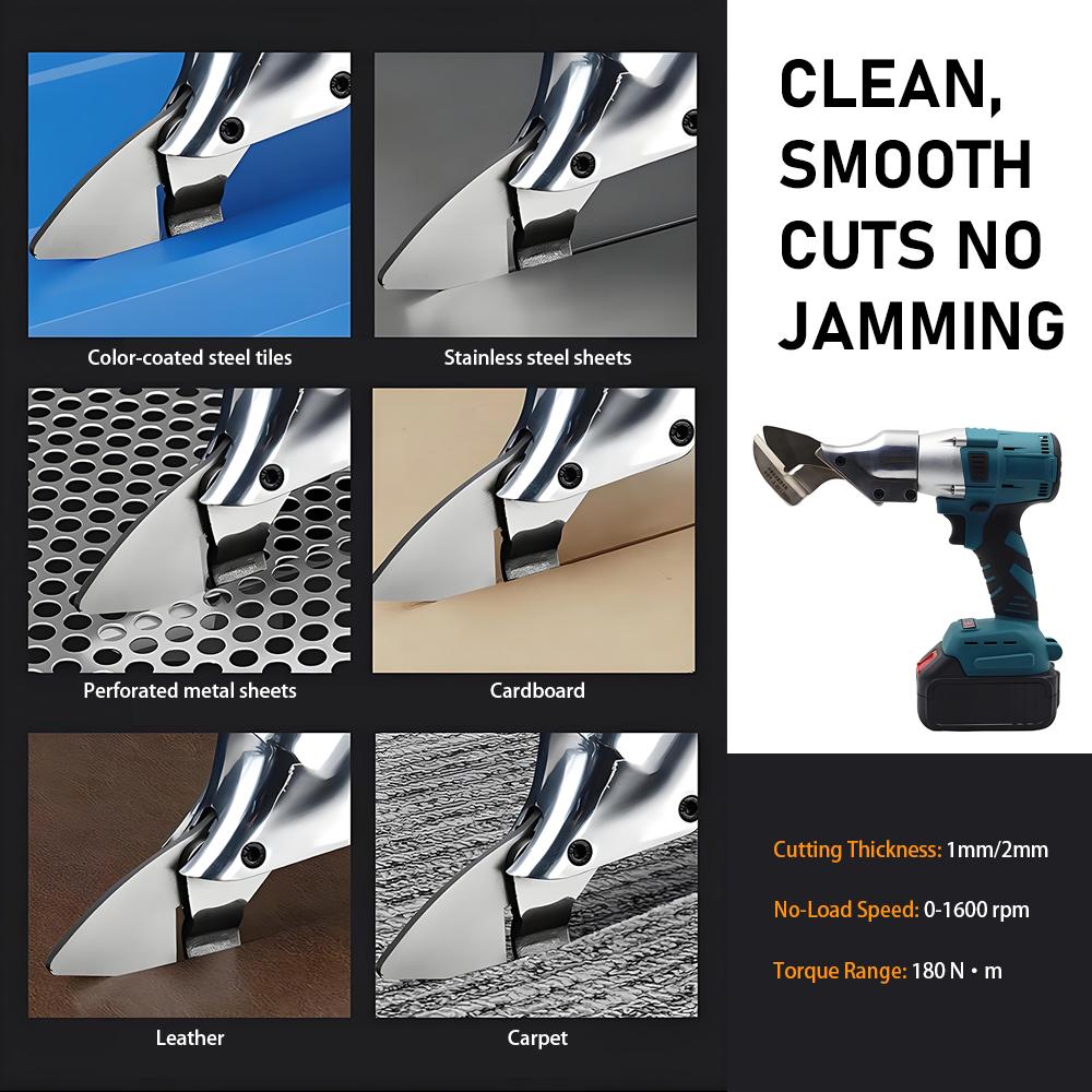 Akumulatorowe nożyce elektryczne do blachy – Wielofunkcyjne LITIOWO-JONOWE Nożyce do cięcia blachy z silnikiem bezszczotkowym, nożyce do stali nierdzewnej i żelaza
