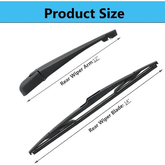 Rear Wiper Blade Arm Set Replacement for Nissan Versa 2007-2012 / for Nissan Quest 2005-2009 Back Glass Wipers, Factory OE Style Rear Windshield