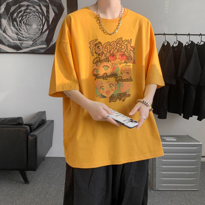 Unisexs Cotton Tshirts White 5XL Unisexs Oversized T Shirt Summer Casual Wear Letter Anime Print Tee Shirts for Unisex Male Clothes