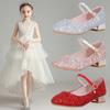 Newest Girls Leather Shoes Children High Heels Soft Bottom Sequin Crystal Princess Dance Shoes Baby Kids Party C