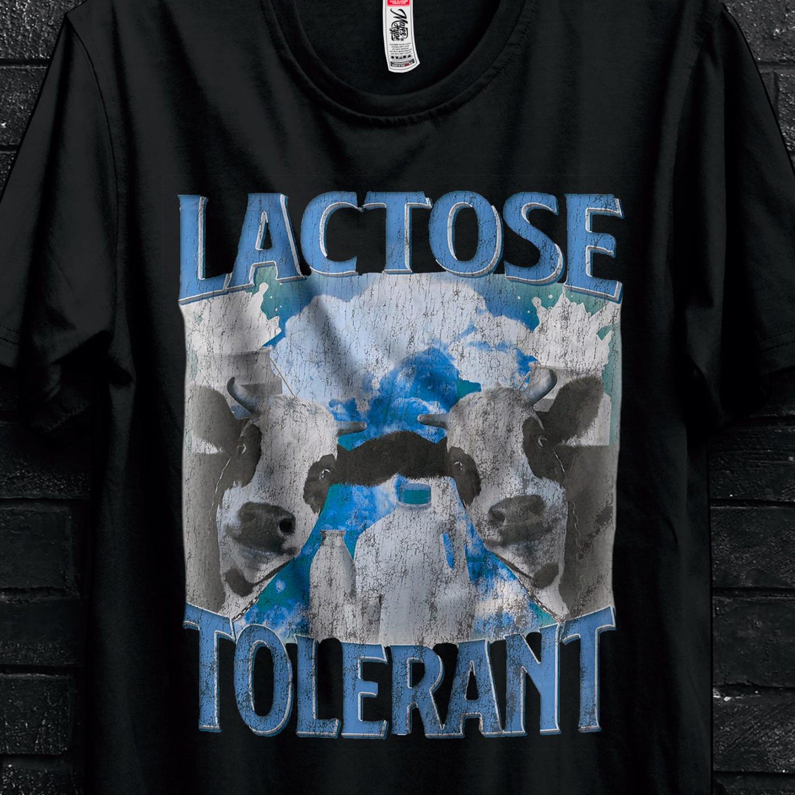 Lactose Tolerant Vintage Graphic T-Shirt,Retro Milk 90s Funny Tee,Dank Memes Tshirt,Graphic Shirts For Friends,Funny Meme Gift For Teenager XL