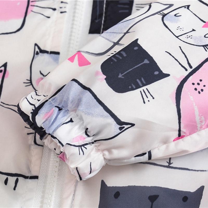 2-9 Years Kids Spring Autumn Thin Hooded Coat Printed Zipper Outwear