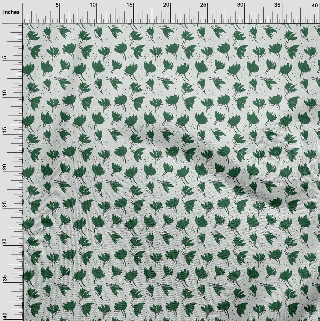 oneOone Cotton Flex Green Fabric Florals Dress Material Fabric Print Fabric By The Yard 40 Inch