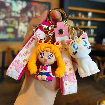 Anime Sailor Moon Keychain Cartoon Cute Cat Figures Keyring Mars Jupiter Mercury Backpack Car Key Chain Christmas Gifts