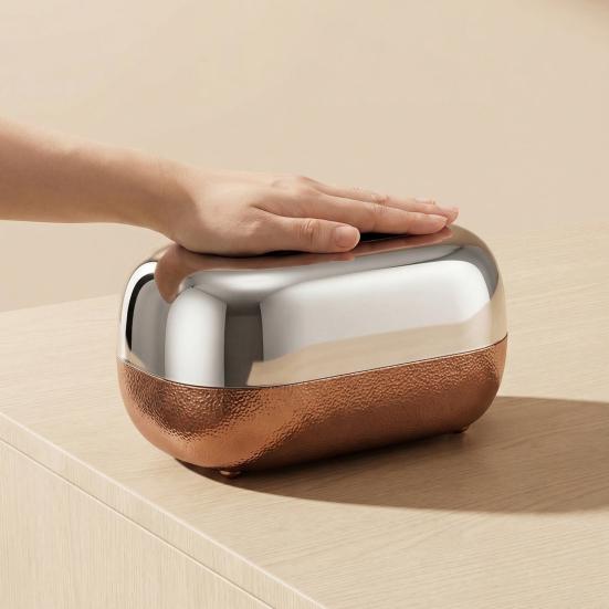Tissue Box with Large Opening Mirror Surface Holder Anti-Slip Bottom Tissue Container for Living Room Coffee Table