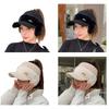 Novelty Furry Knitted Baseball Cap with Earflaps Women Influencers Same Slouchy Warm Ear Protections Empty Top Hat
