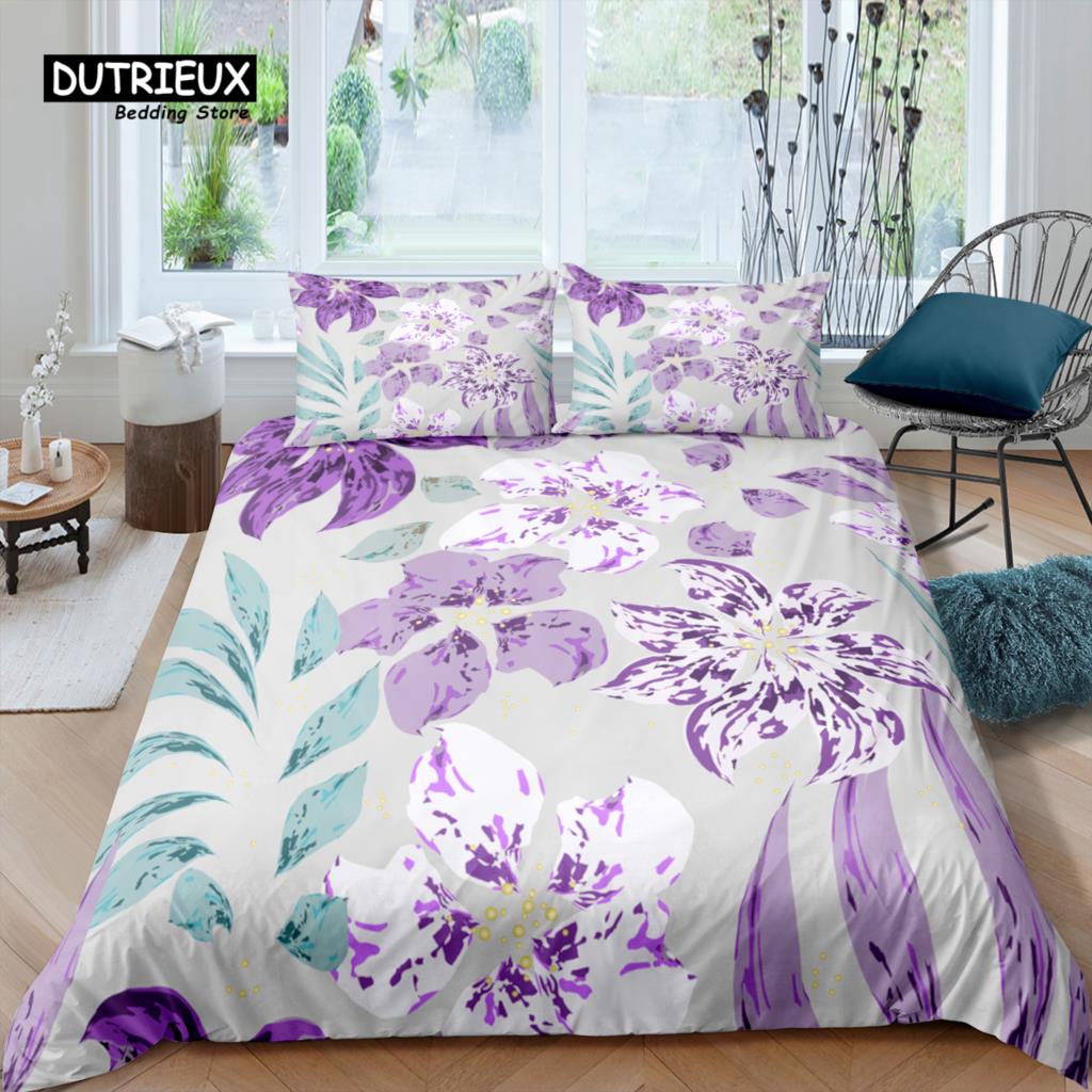 Home Living Luxury 3D Lilac Bedding Set Duvet Cover Set Pillowcase Kids Bedding Set Queen and King EU/US/AU/UK Size