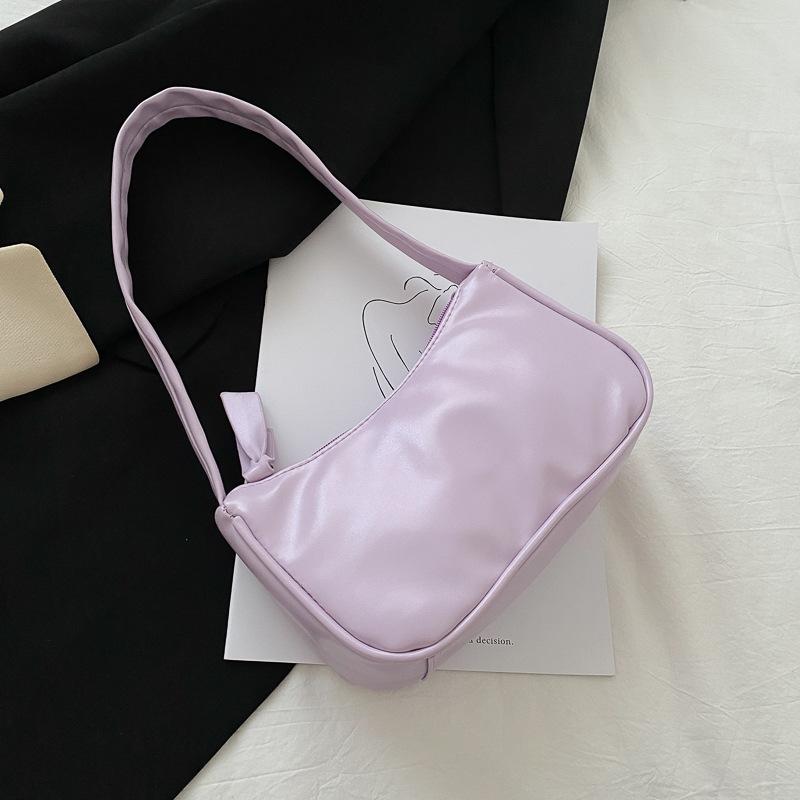 Women Underarm Shoulder Bag Fashion Solid Color Simple Leisure Handbag New Trend Cute PU Leather Little Square Pack Female