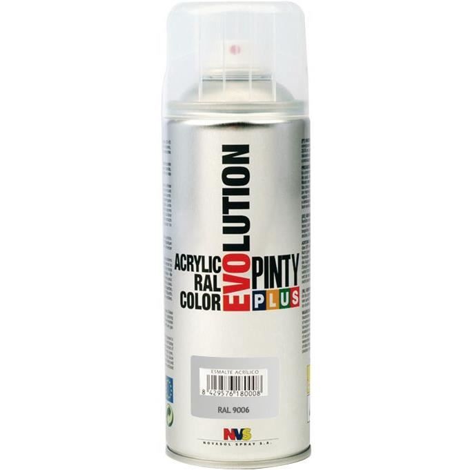 Peinture Acrylique En Spray - PINTY - Pinty Plus Evolution - Aluminium RAL9006 - 400 mL - Brillante