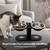 Wooden Pet Feeding Stand with Stainless-Steel Bowls Modern for Kitchen