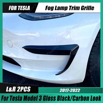For Tesla Model 3 Front Bumper Spoiler Fog Lamp Cover Air Knife Splitter Model 3 Body Kit 2017 2018    2022