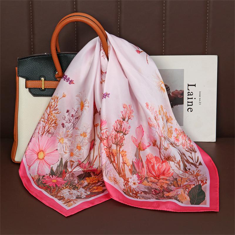 

Women 70*70cm Square Silk Scarf/scarves Luxury Wrap 2026 Hair Tie Band Bag Warp Soft Neckerchief Hijab Headscarf Female Foulard 70x70cm