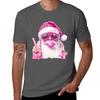 Retro Santa Peace Sign Leopard Hat Bubblegum Christmas Tshirt Casual Loose Fit Short Sleeve Tshirt