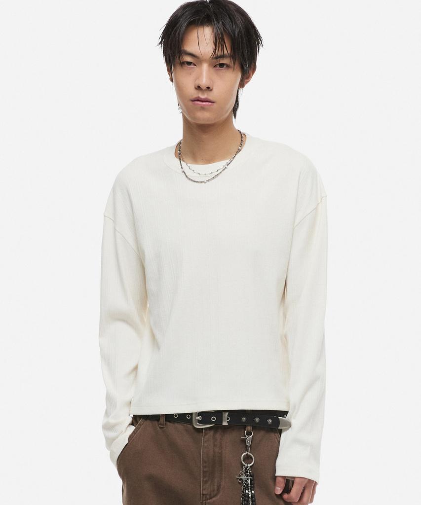 DNSR Ribbed Crop Long Sleeve Ivory