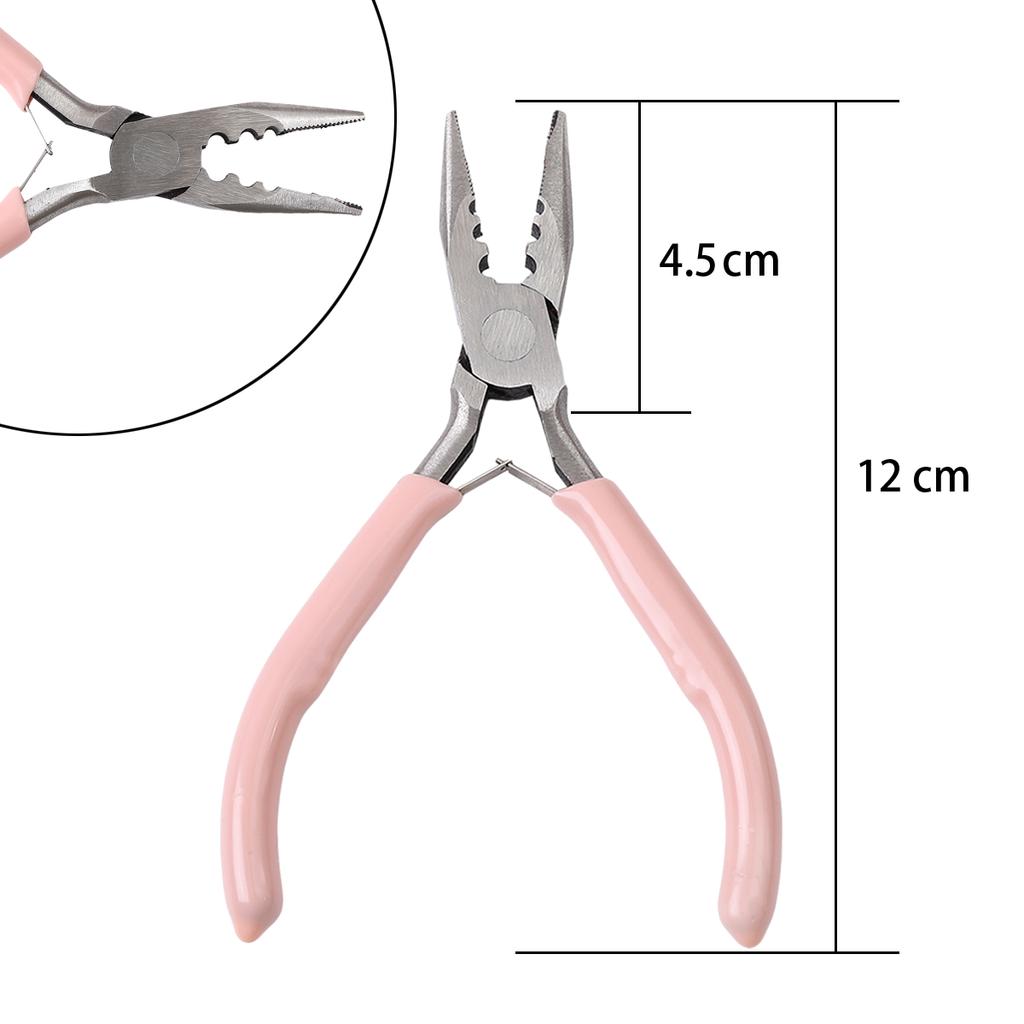 Cute Pink Handle Anti-slip Splicing and Fixing Jewelry Pliers Tools & Equipment Kit for DIY Jewelery Making Needlework