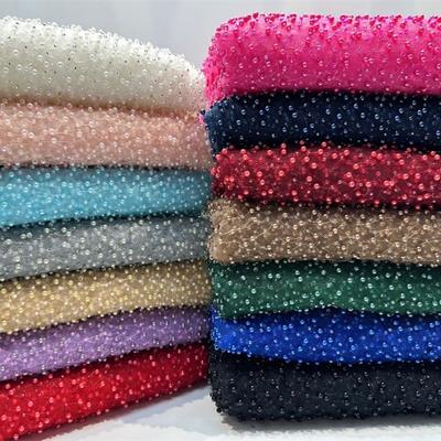 1yard Sequin Embroidery Fabric for Wedding Dress DIY Sewing Elegant Embroidered Beaded Lace Fabric Glitter Evening Dress Cloth