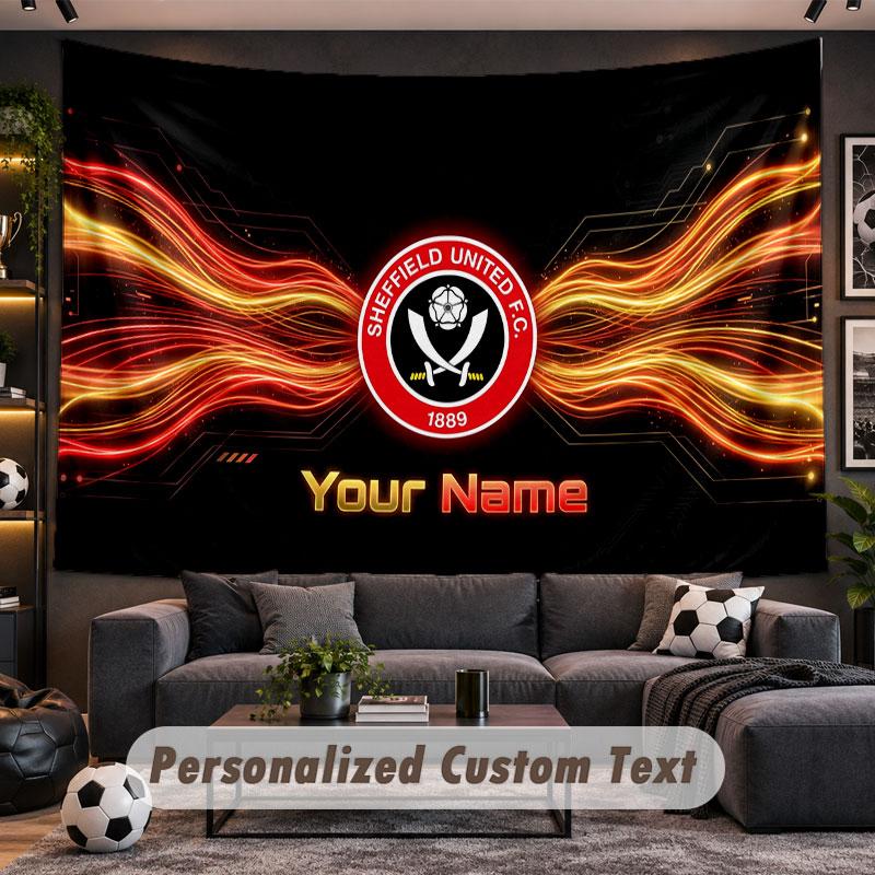 Wall Hanging Tapestry Custom NameSheffield United FC Pattern Personalized Printed Fabric Wall Decor