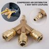 Upgraded Compressed Air Distributor 3-Way with Couplings 1/4Inch Air Hose Quick Coupling Distributor Brass Compresser