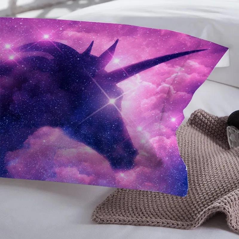 Star Shine Unicorn Head Beding Soft Duvet Cover Sets Dream Carton Pink Purple Comfortable Quilt Cover Pilowcases Home Textile Warm Comforter Set