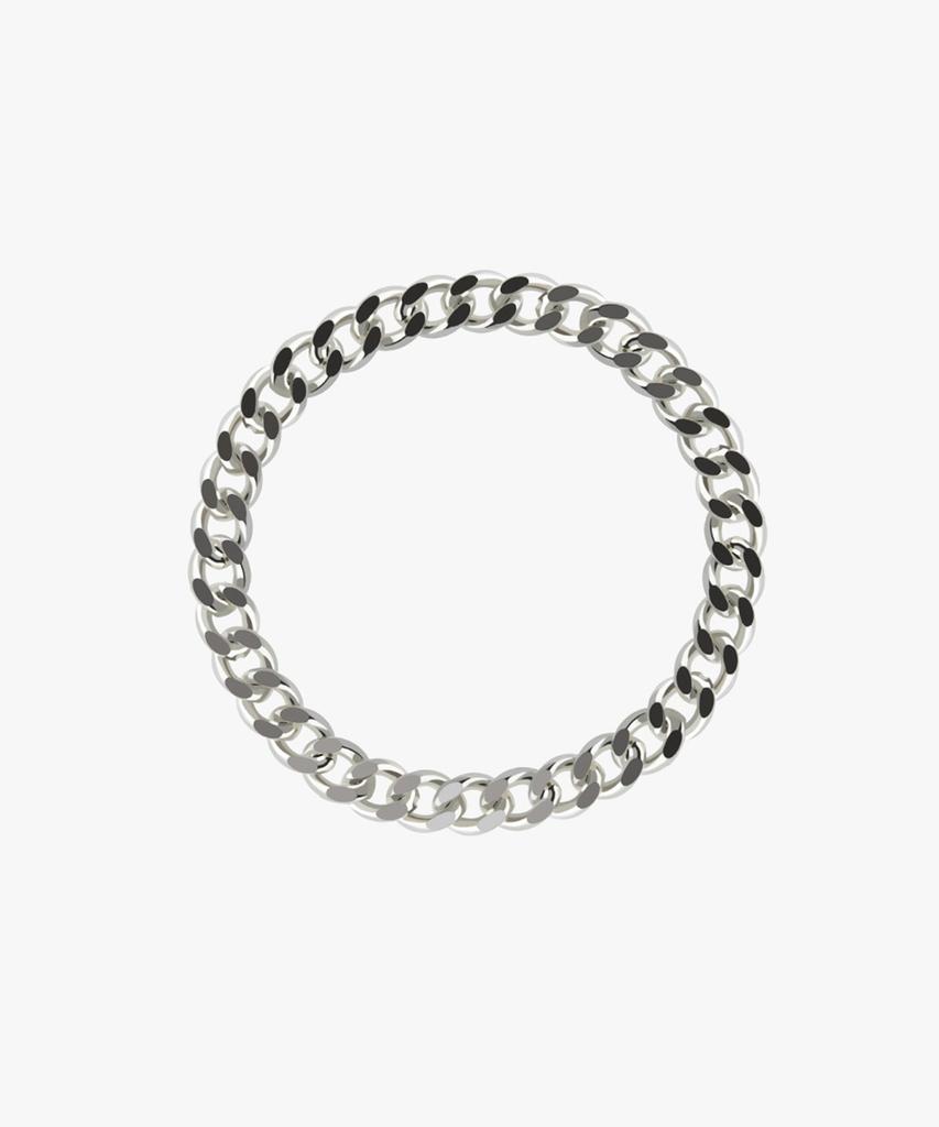 Helene Jewelry 925 Silver Flat Curve Chain Silver Ring (Type A)