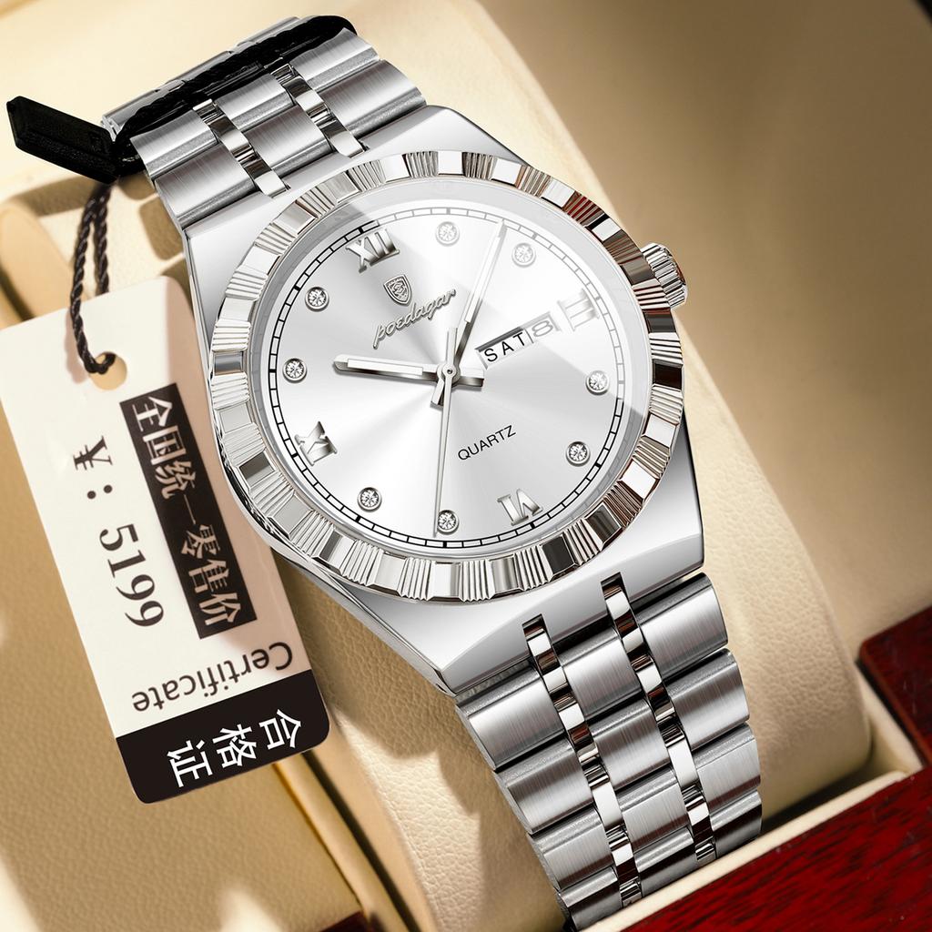 Men'S Watch Double Calendar Slim Quartz Watch