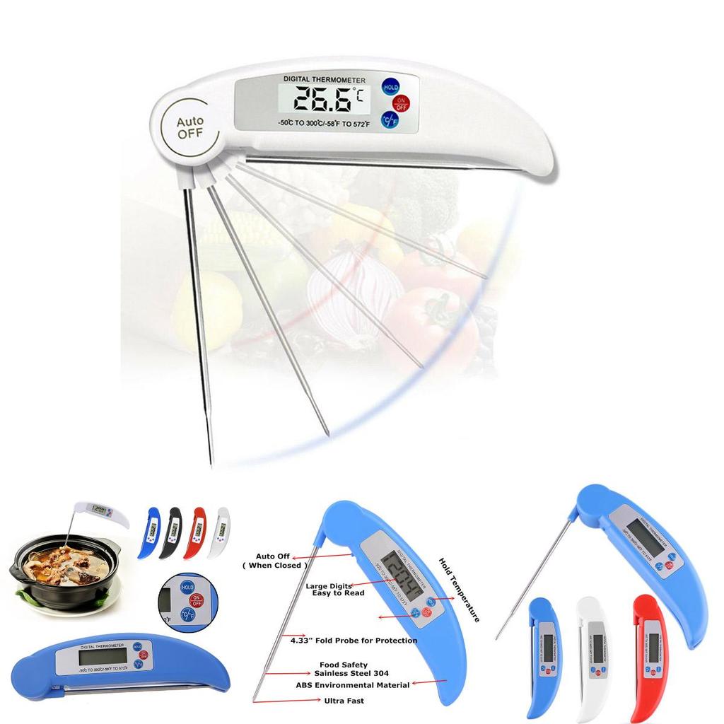 Premium Digital Instant Read Thermometer With Folding Probe For Bbq And Kitchen Cooking