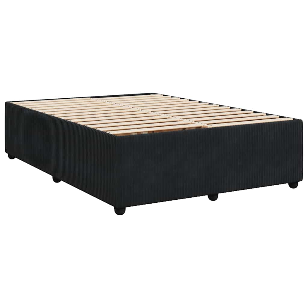 Box Spring Bed with Mattress Black 140 X 190 Cm Velvet