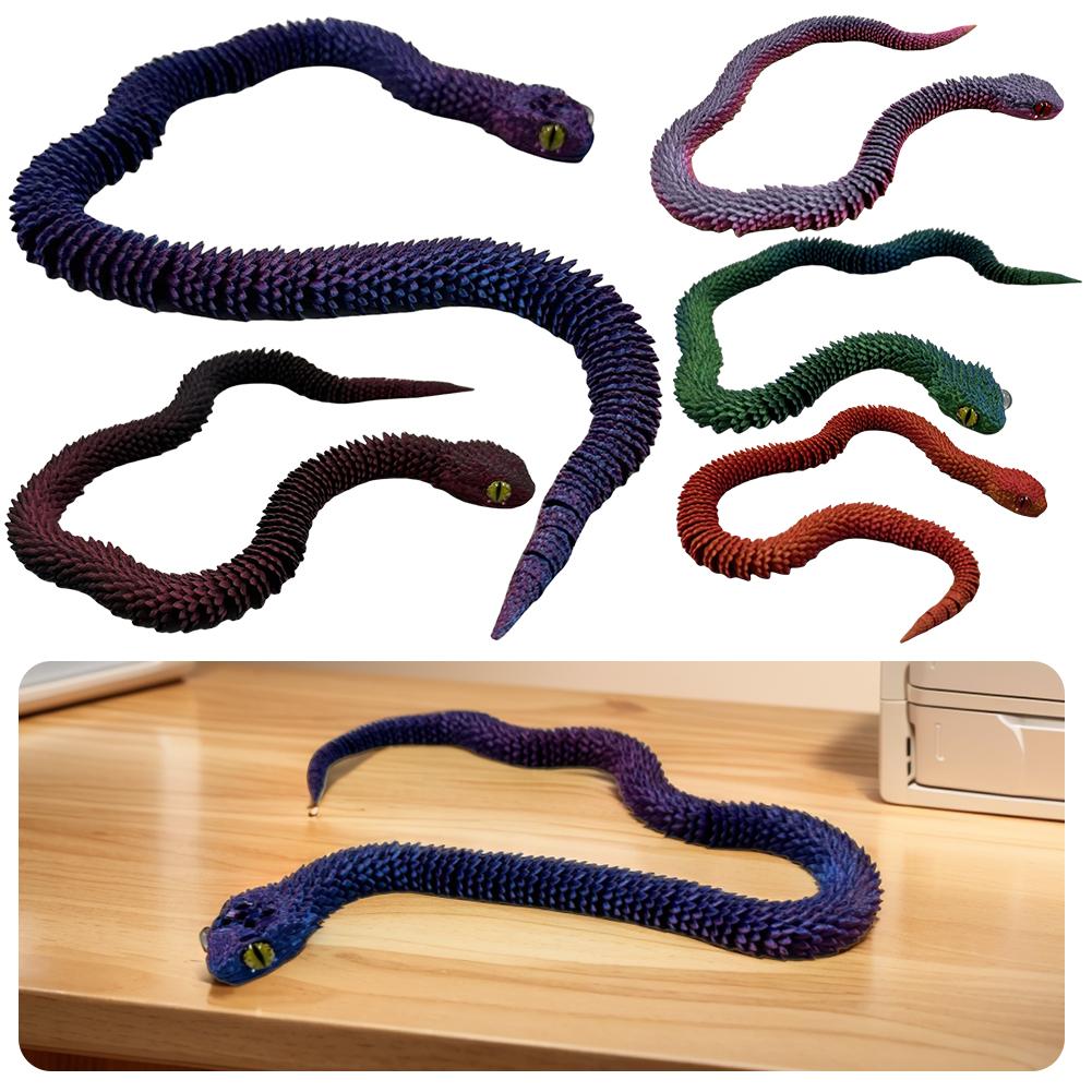 3D Printed Flexible Snake Fidget Toys Realistic Movable Joint Snake Toy 60cm Viper Model Creative for Home Office Decor